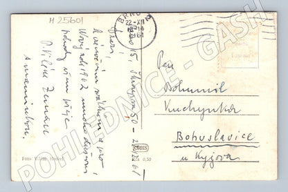 Pohlednice Vánoce a Nový rok zasněžená krajina 1961 (M25601)
