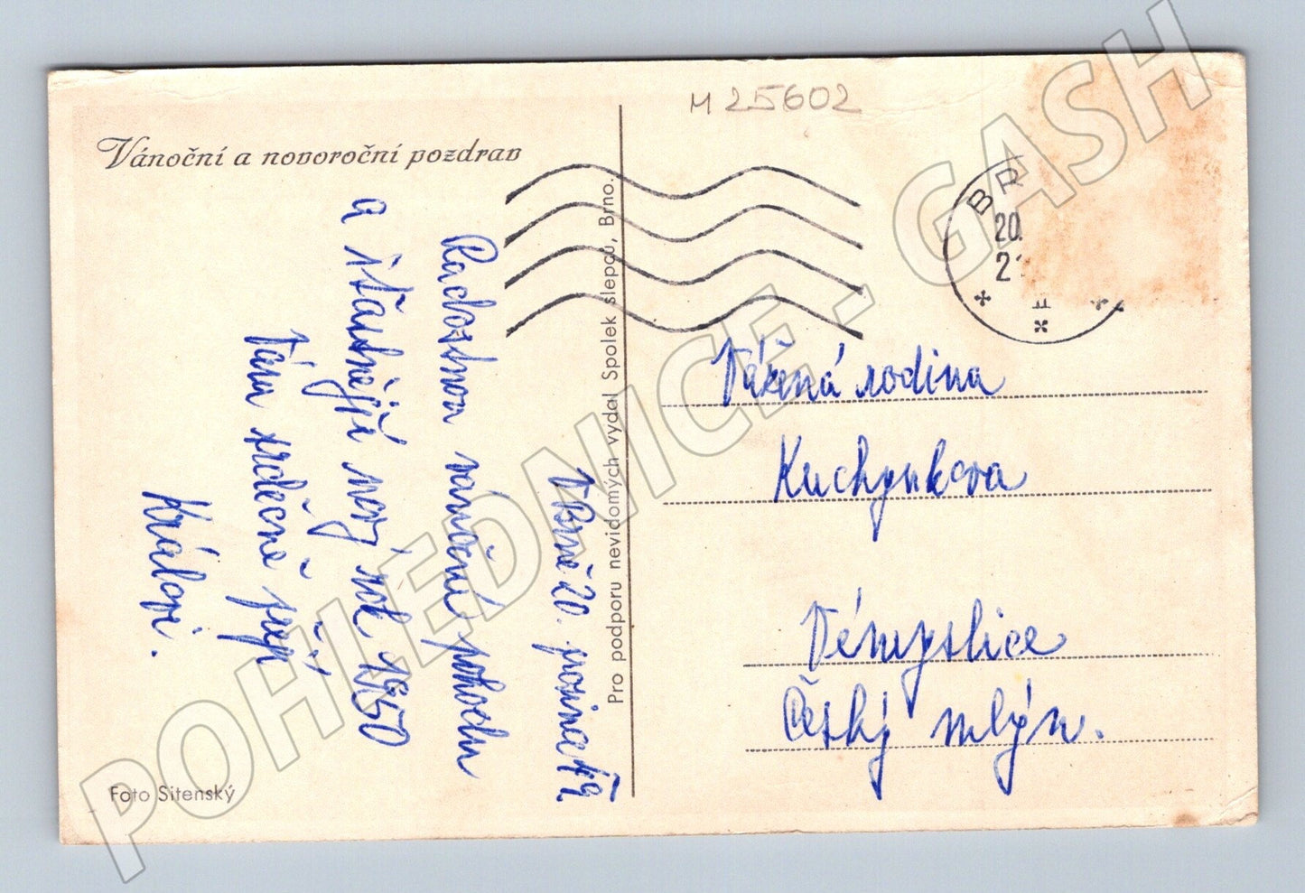 Pohlednice kříž ve sněhu 1950 (M25602)