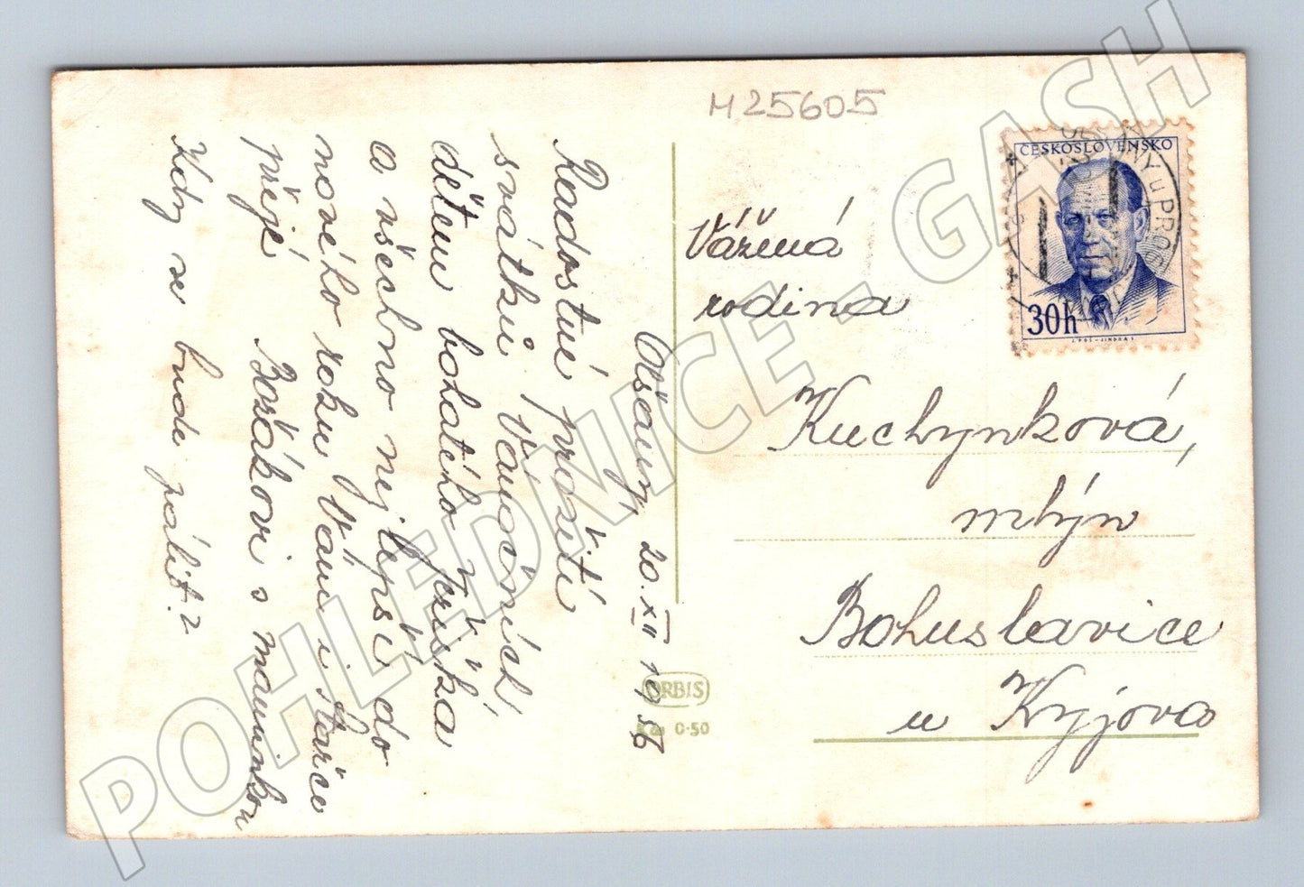 Pohlednice zimní krajina sníh 1950 (M25605)