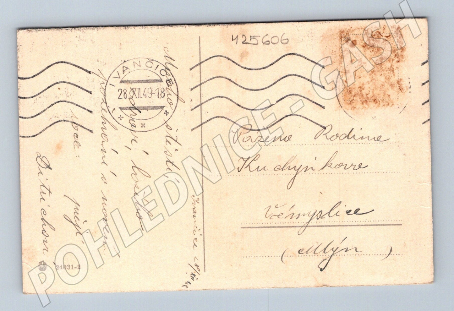 Pohlednice Novoroční motiv zima 1949 (M25606)