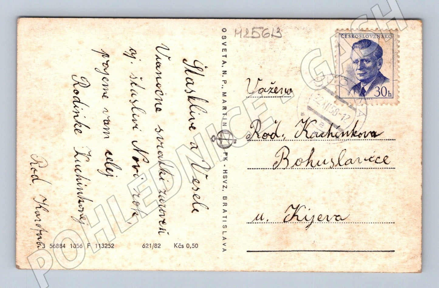 Pohlednice Slovensko Vánoční kostel sníh 1938 (M25613)