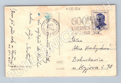 Pohlednice Bezručova kraje zimní krajina Vánoce 1958 (M25614)
