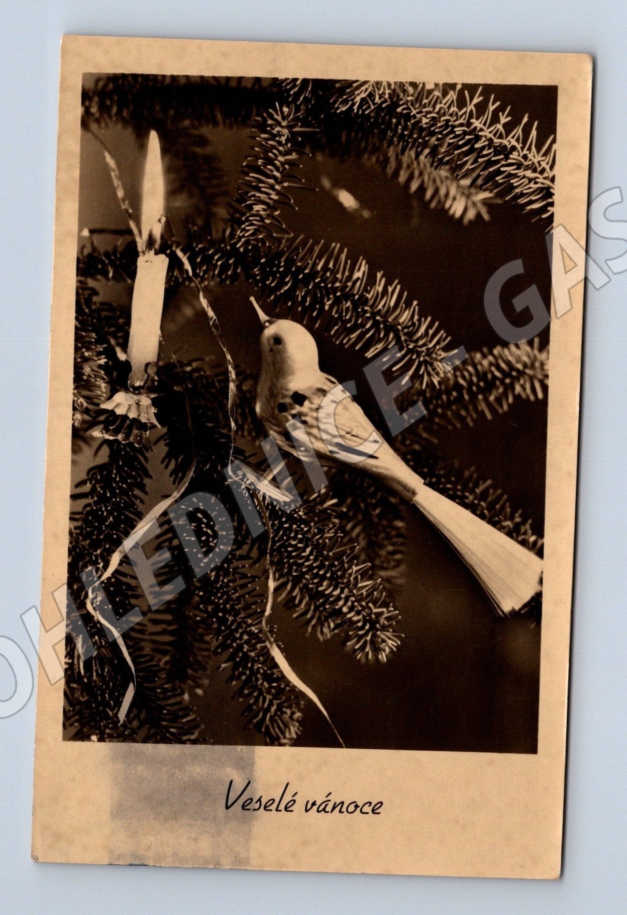 Pohlednice vánoční strom s ozdobou 1956 (M25623)