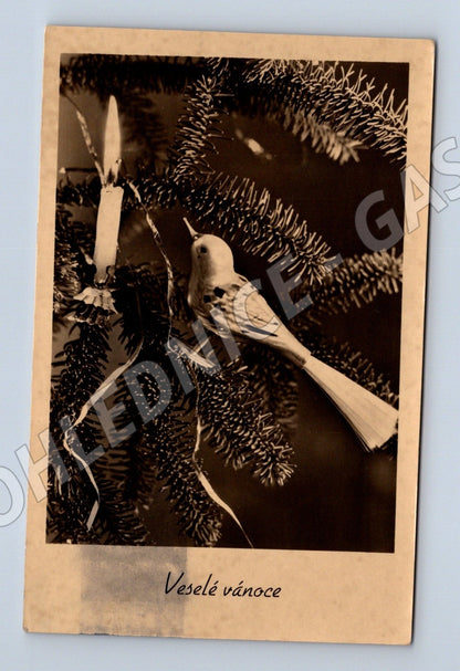 Pohlednice vánoční strom s ozdobou 1956 (M25623)