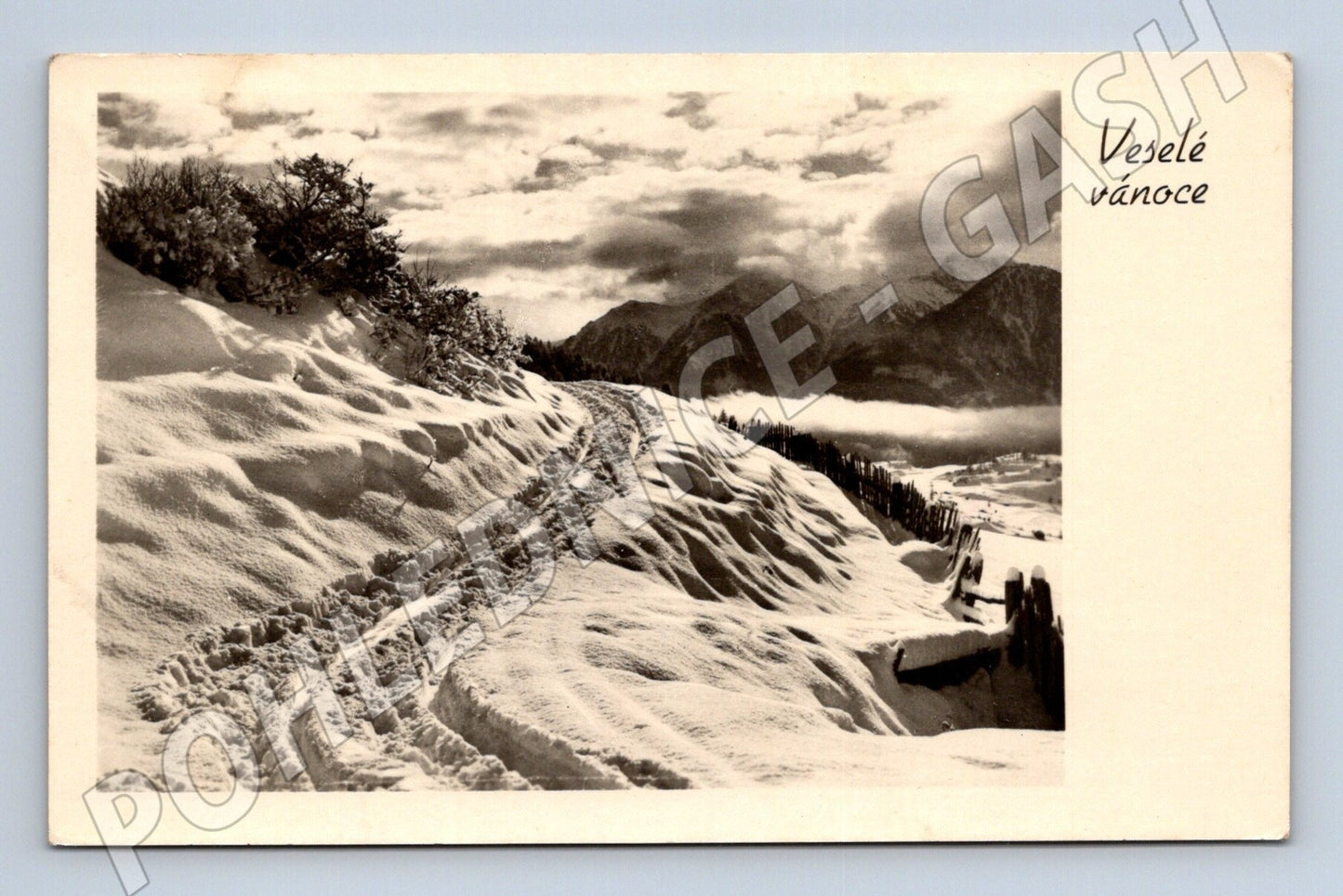 Pohlednice zimní krajina hory Veselé vánoce 1957 (M25625)