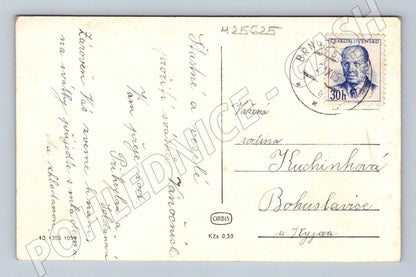Pohlednice zimní krajina hory Veselé vánoce 1957 (M25625)