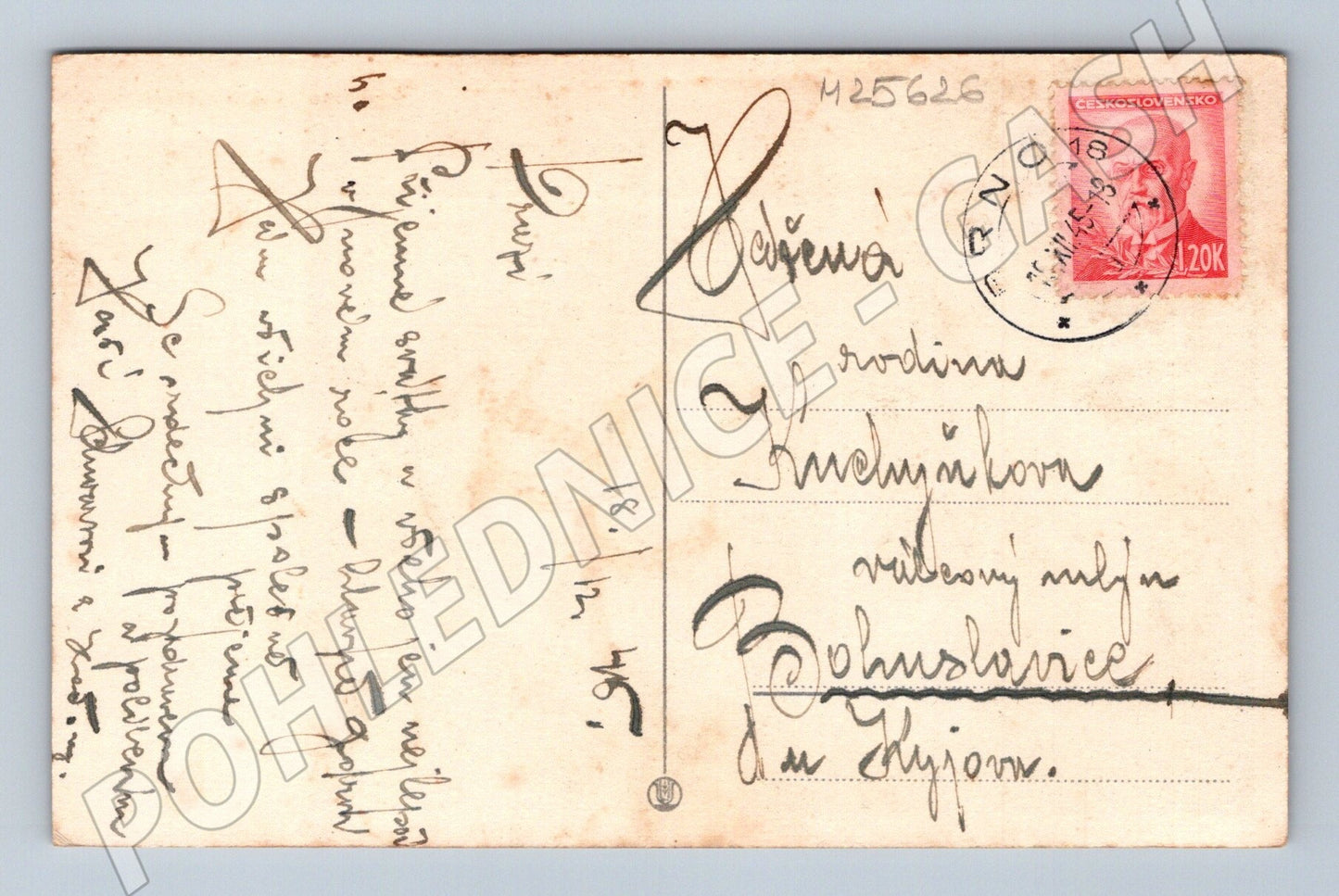 Pohlednice Vánoční svícen a ozdoby 1946 (M25626)