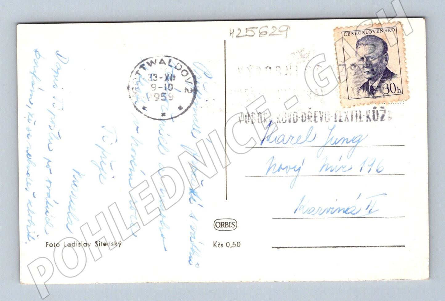 Pohlednice zimní krajina Radostné vánoce 1959 (M25629)