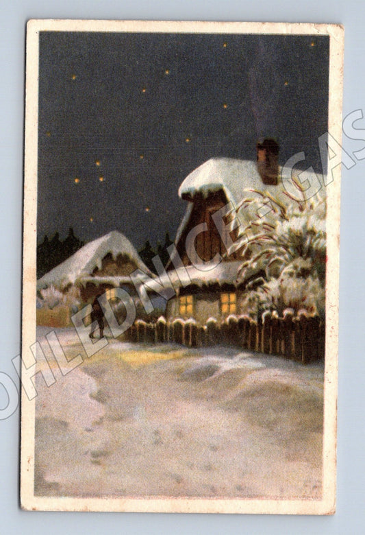 Pohlednice vánoční zimní krajina Šumperk 1948 (M25638)