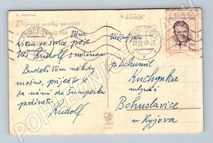 Pohlednice vánoční zimní krajina Šumperk 1948 (M25638)