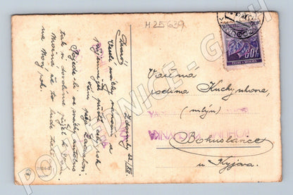 Pohlednice Vánoce děti sníh kolem 1940 (M25639)