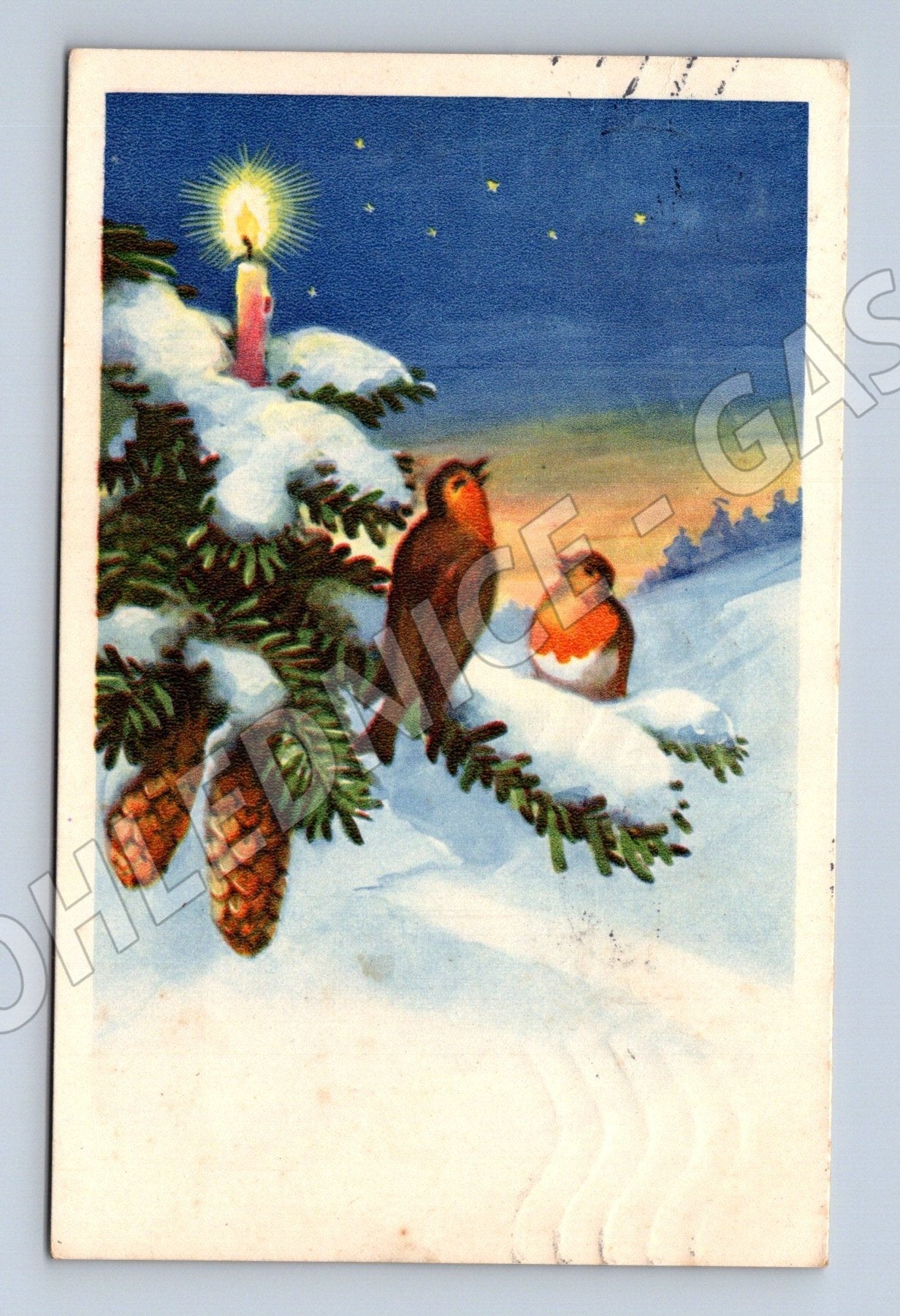 Pohlednice Vánoční motiv s ptáčky 1942 (M25643)