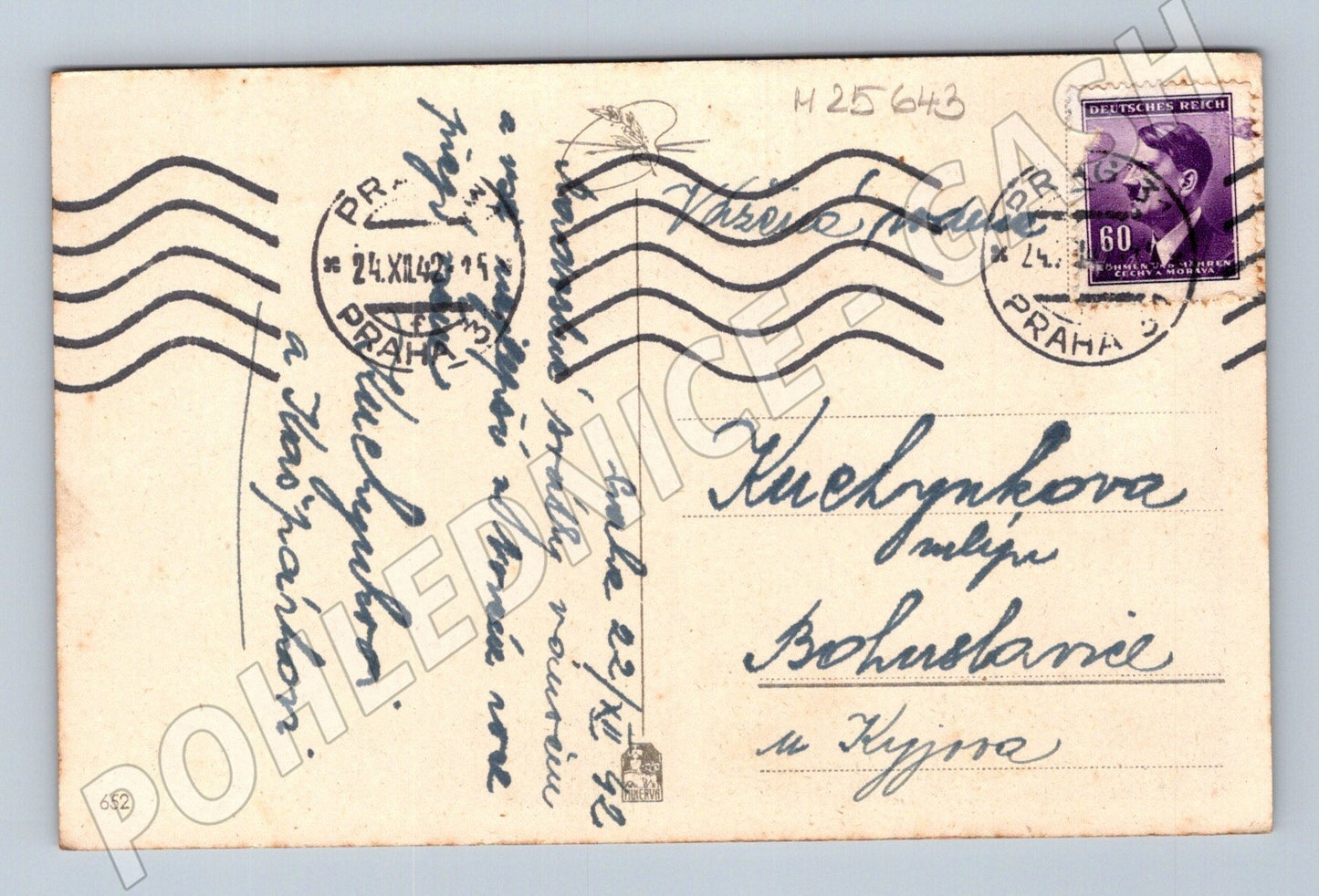 Pohlednice Vánoční motiv s ptáčky 1942 (M25643)