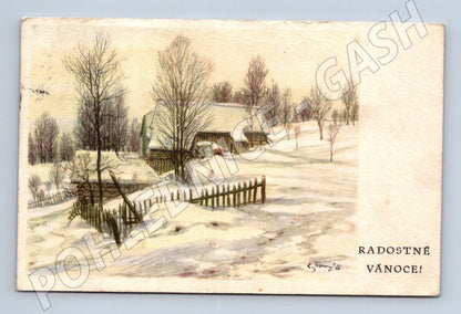 Pohlednice zimní krajina Radostné Vánoce 1933 (M25646)