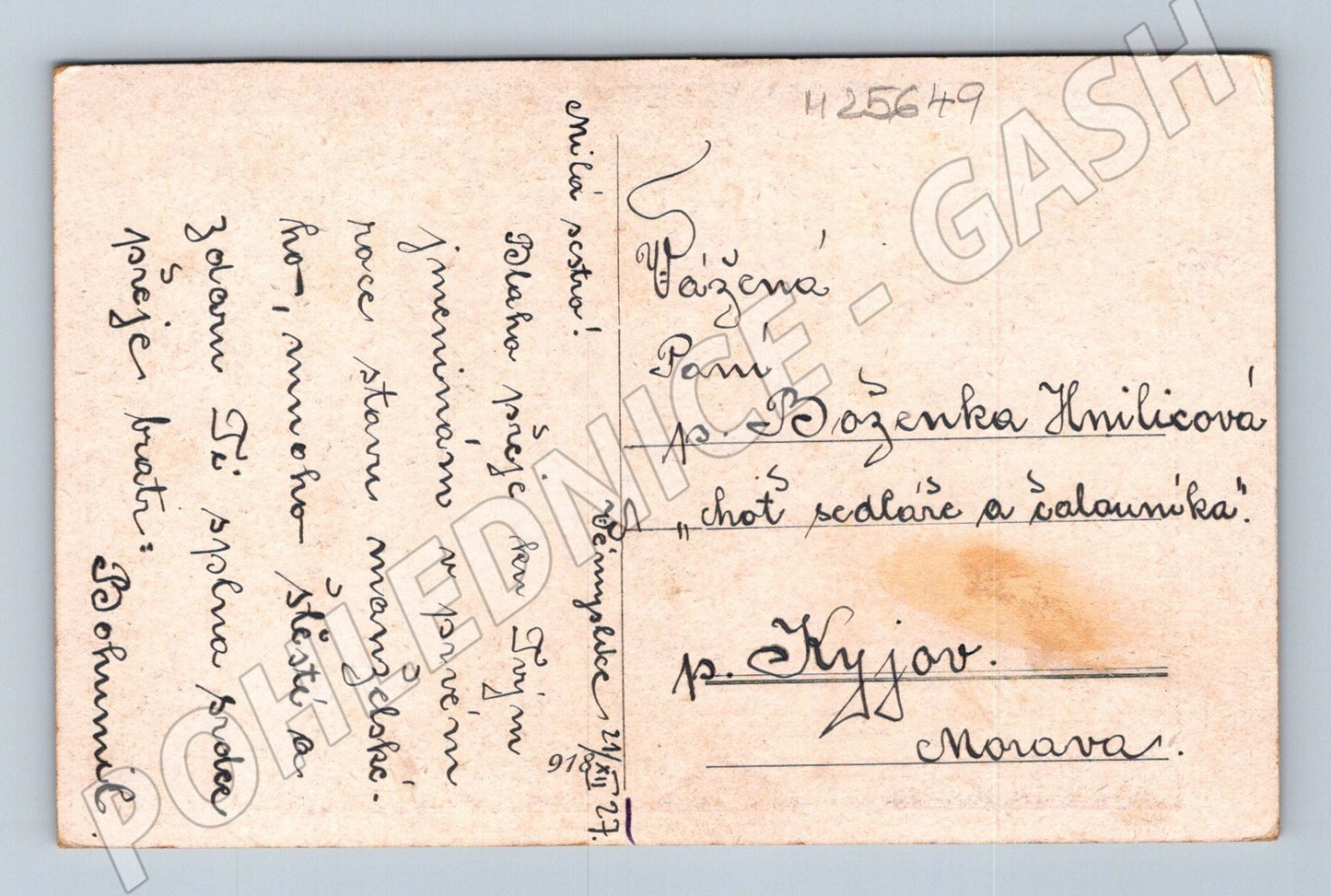 Pohlednice vánoční spící dívka víla stromeček 1922 (M25649)
