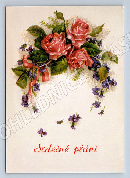 Postcard flowers written wishes (M2565)