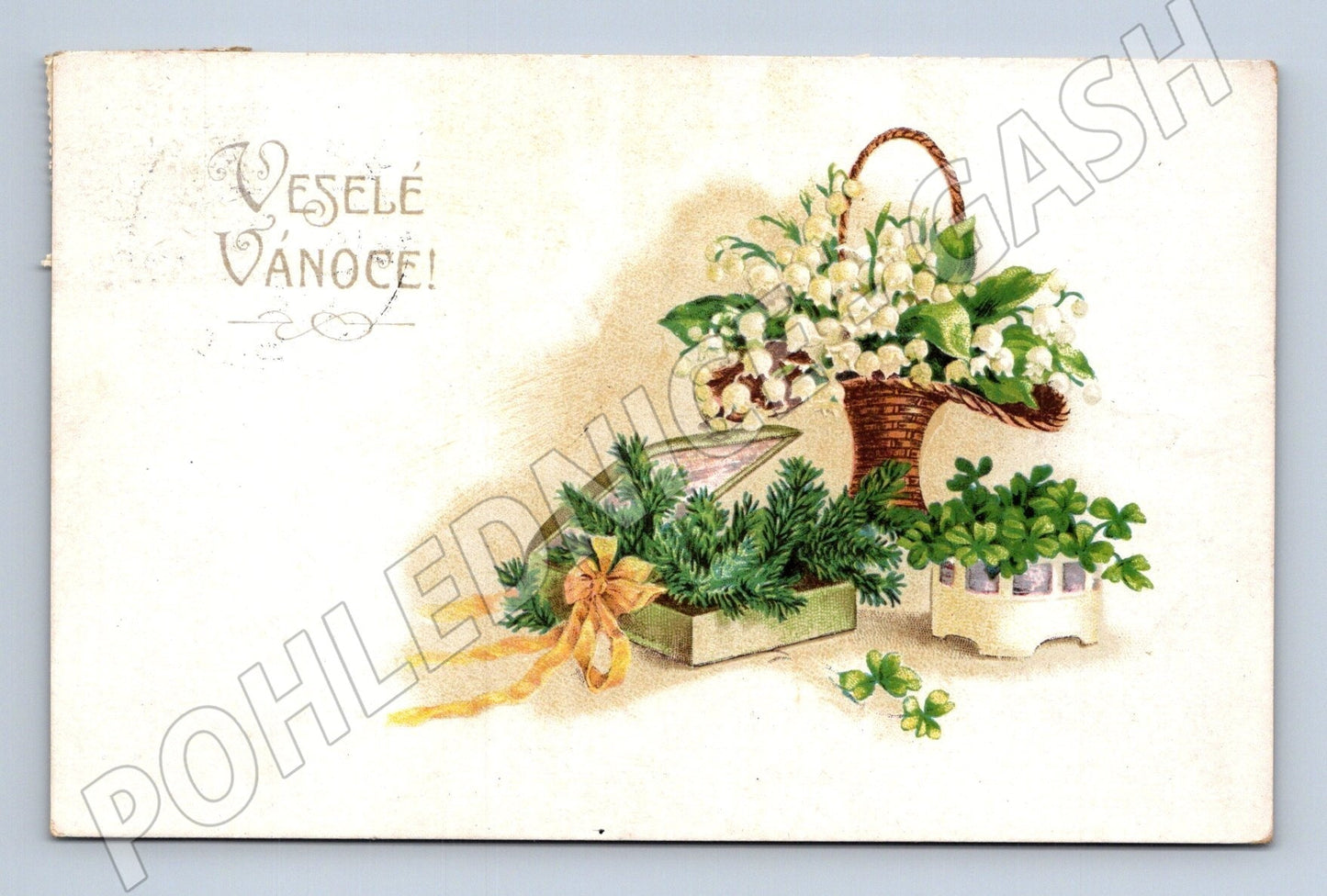 Pohlednice Veselé Vánoce konvalinky 1920 (M25675)