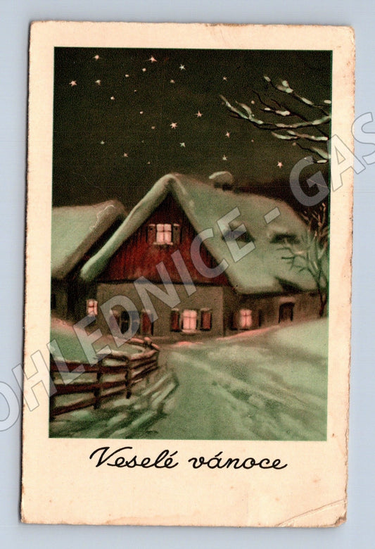 Pohlednice Německo Vánoční motiv dům 1944 (M25681)