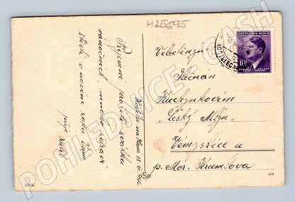 Pohlednice Kostelec zimní krajina Vánoce 1943 (M25695)