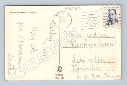 Pohlednice Novoroční motiv zimní krajiny 1953 (M25707)