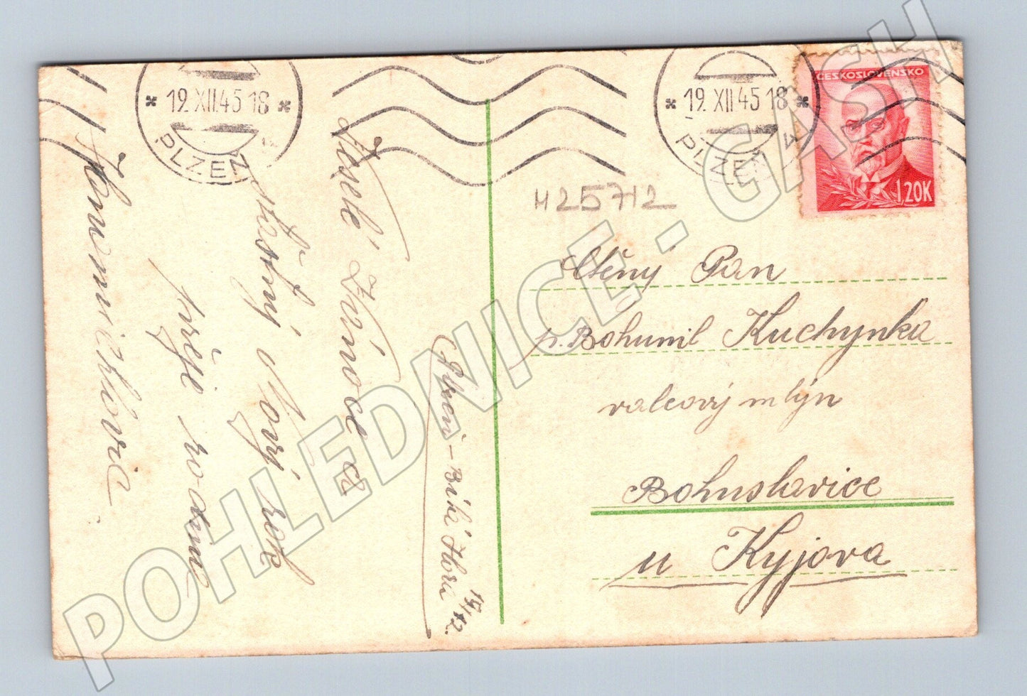 Pohlednice zimní krajina chalupy 1945 (M25712)