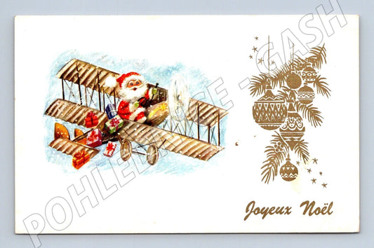 Pohlednice Itálie Santa Claus v letadle Veselé Vánoce (M25715)