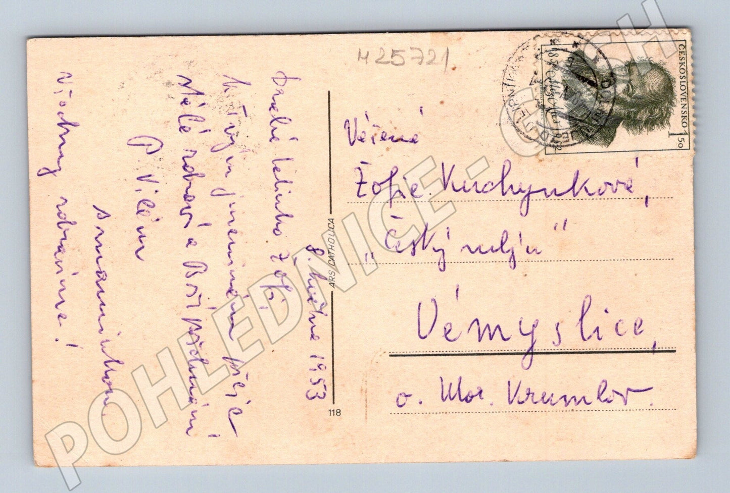 Pohlednice Vánoce Betlém Narození Ježíše 1953 (M25721)