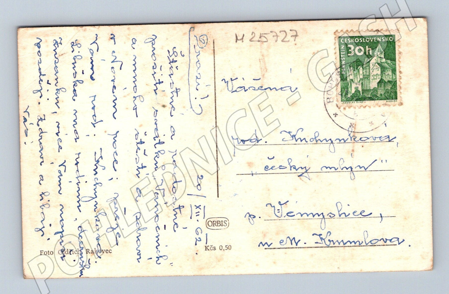 Pohlednice Radostné Vánoce a Nový Rok děti sníh 1962 (M25727)