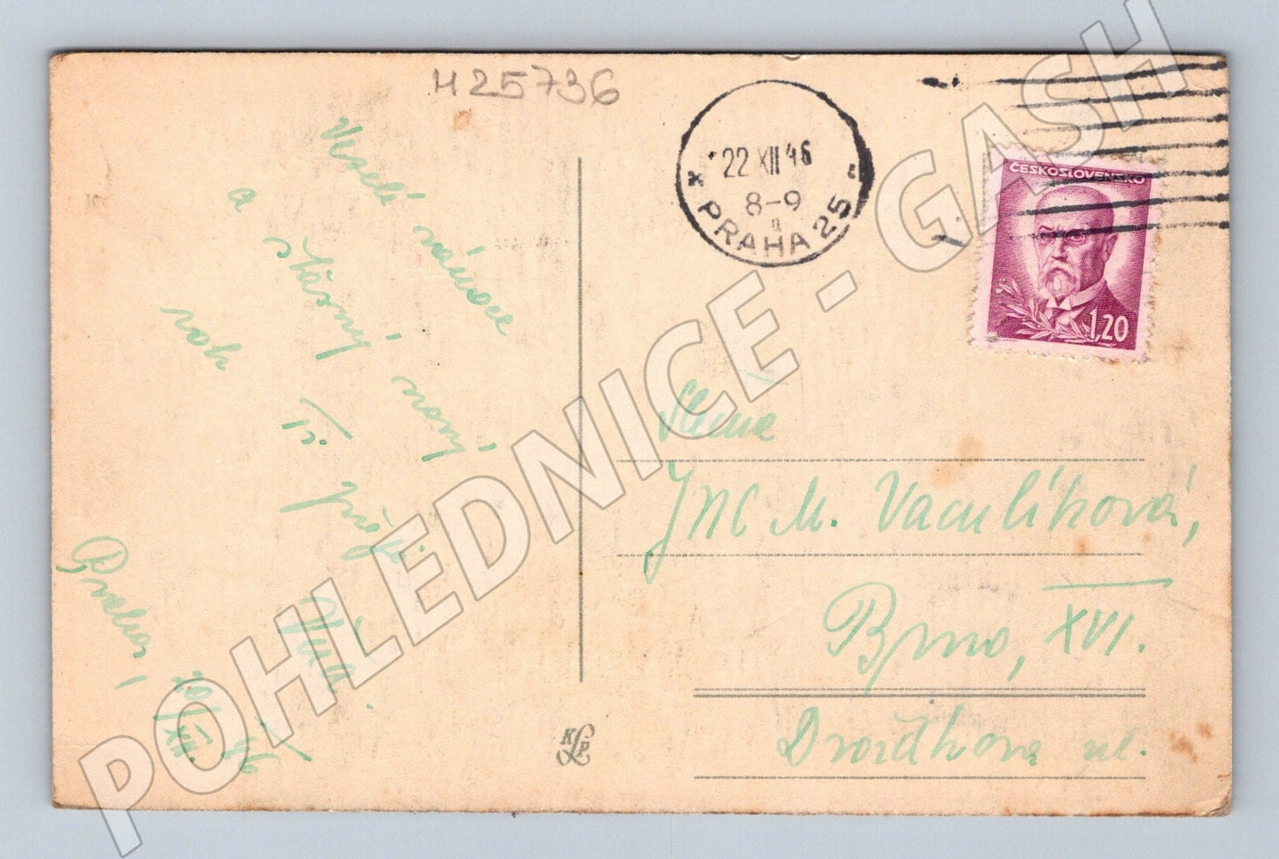 Pohlednice Vánoce dítě u stromečku 1946 (M25736)