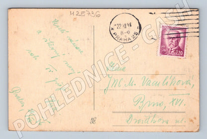 Pohlednice Vánoce dítě u stromečku 1946 (M25736)