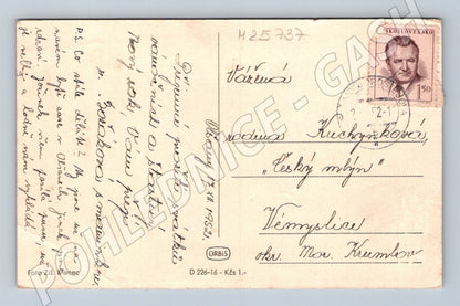 Pohlednice Slovensko chlapec u vánočního stromku 1950 (M25737)