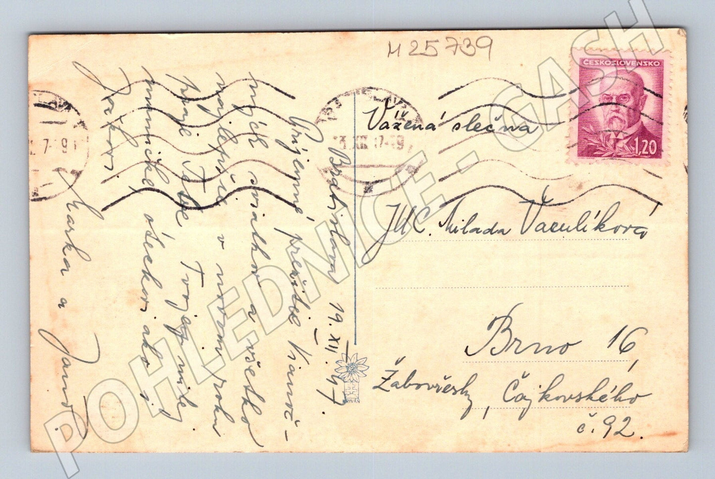Pohlednice Vánoční děti u stromečku 1949 (M25739)