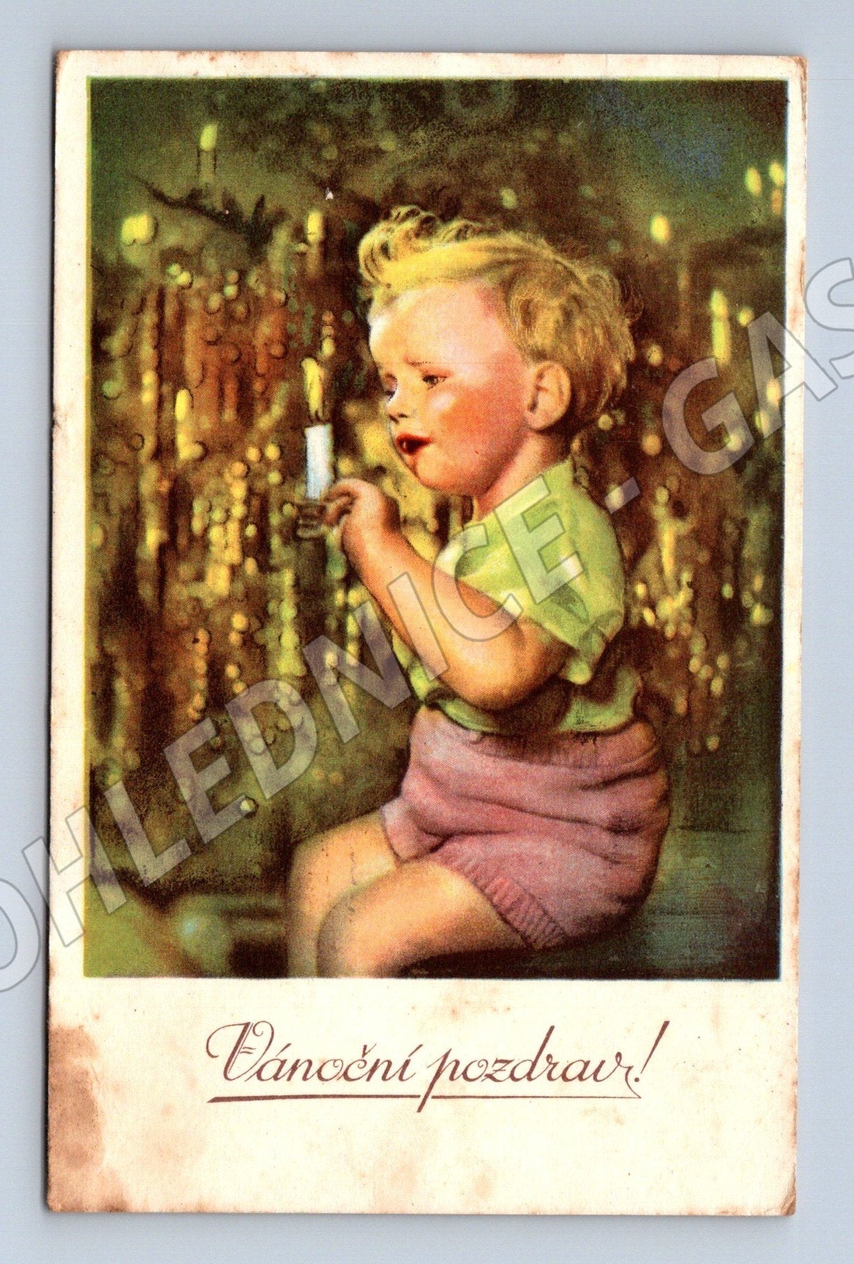 Pohlednice dítě u vánočního stromečku 1943 (M25741)