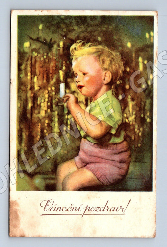 Pohlednice dítě u vánočního stromečku 1943 (M25741)