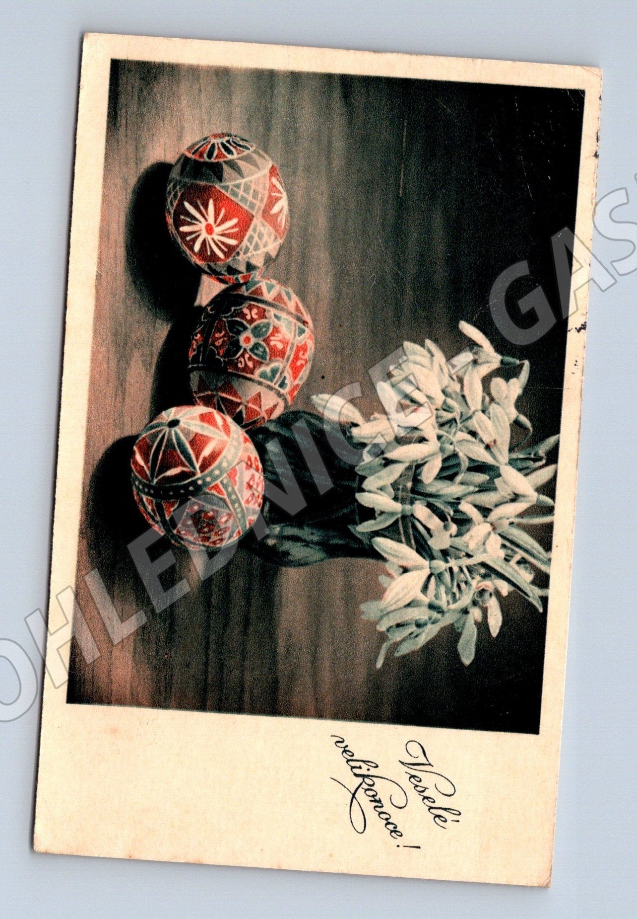Pohlednice Veselé Velikonoce vejce sněženky 1939 (M25753)