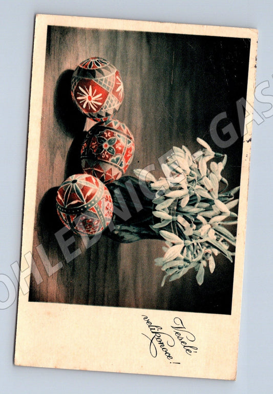 Pohlednice Veselé Velikonoce vejce sněženky 1939 (M25753)