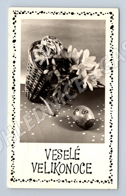 Pohlednice Veselé Velikonoce vejce koš 1969 (M25764)