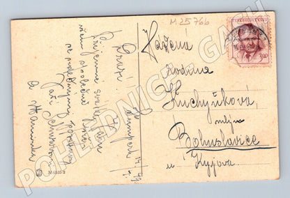 Pohlednice Velikonoce vajíčka košík 1949 (M25766)