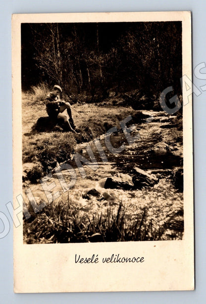 Pohlednice Veselé velikonoce skok do vody 1934 (M25775)