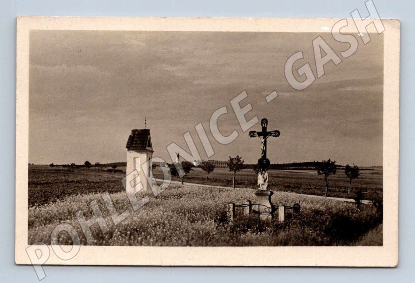 Pohlednice  Velký Újezd kaplička kříž Novoroční (M25776)