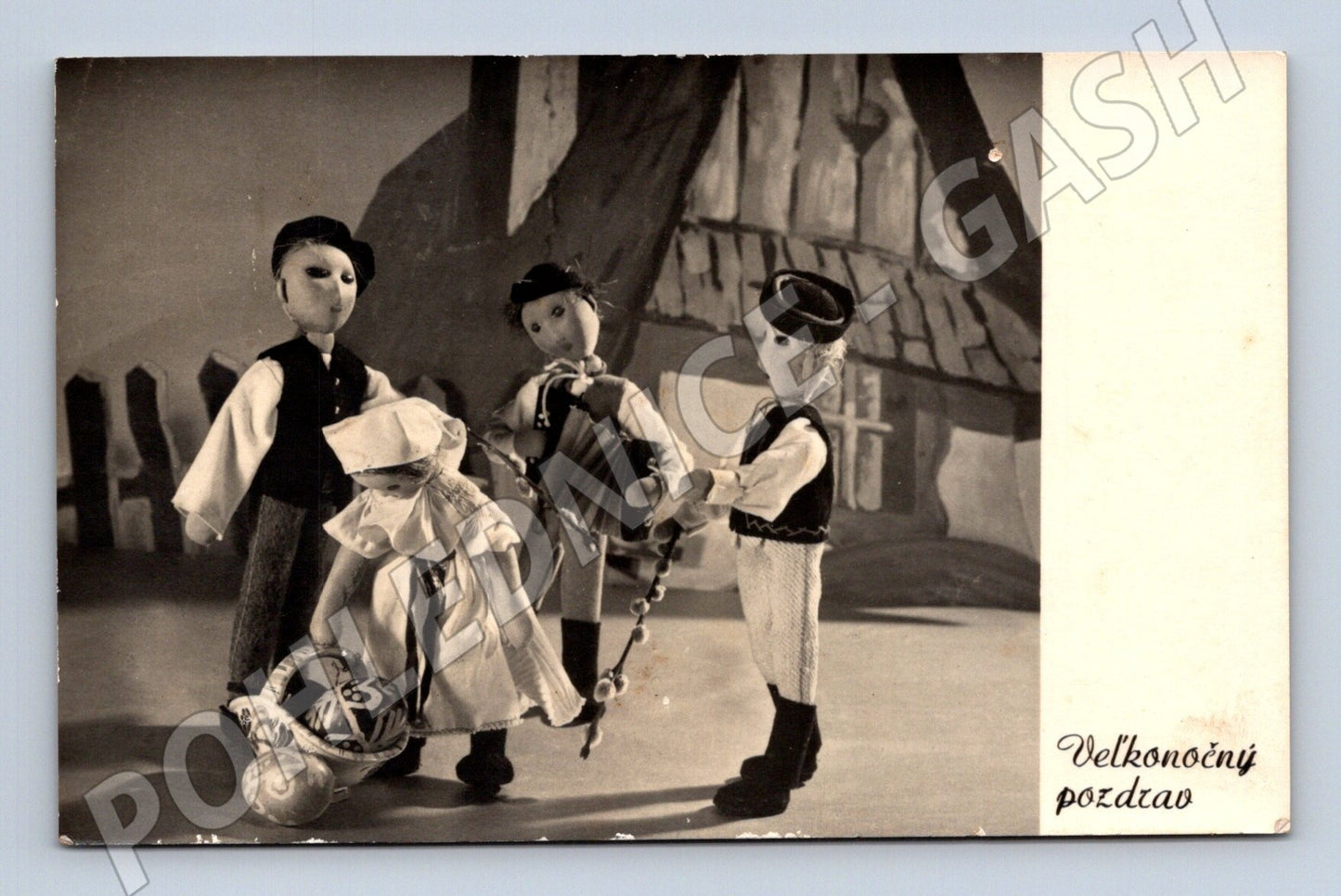 Pohlednice Velikonoční motiv loutky 1947 (M25778)