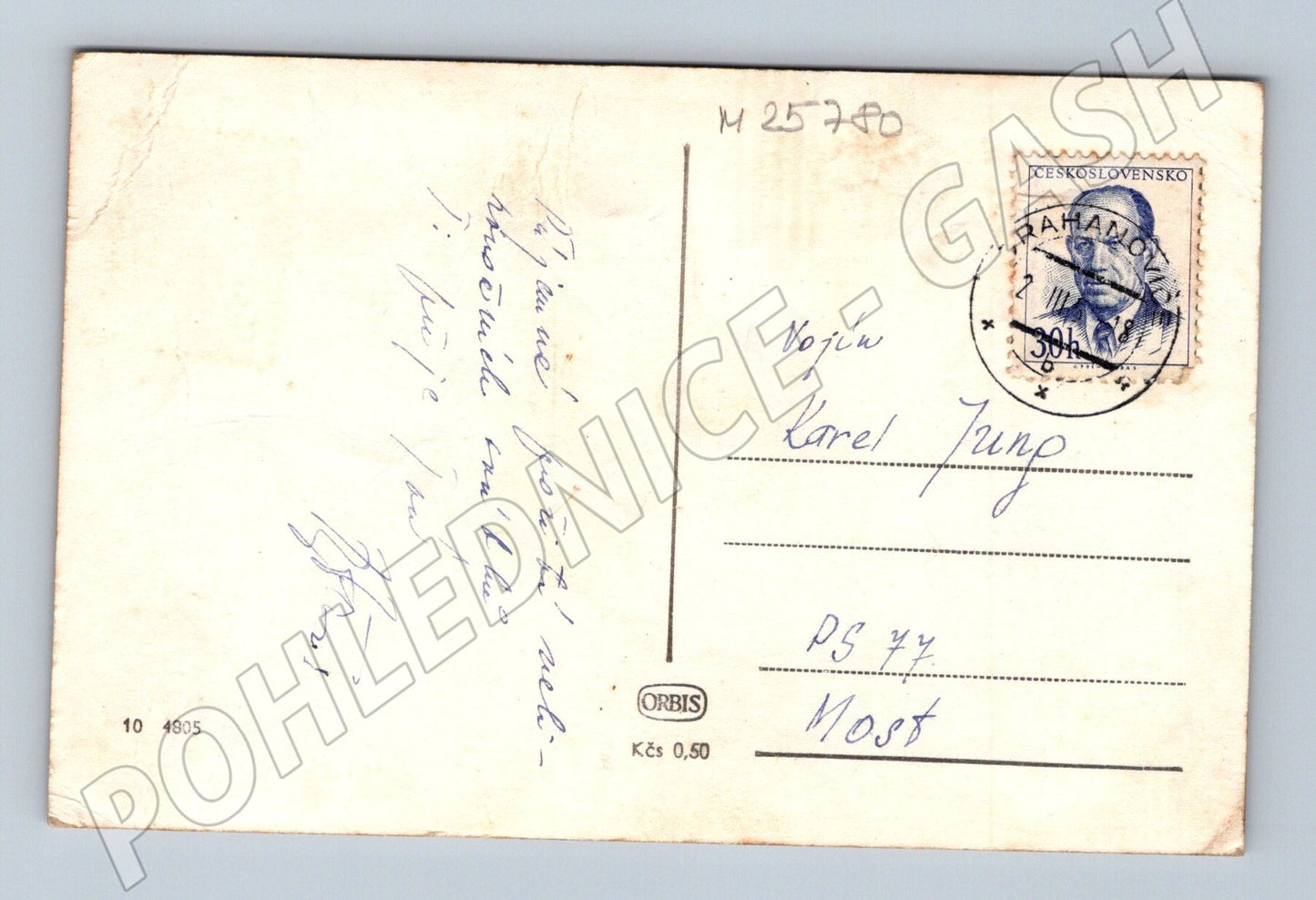 Pohlednice Velikonoce krajina kříž po roce 1950 (M25780)