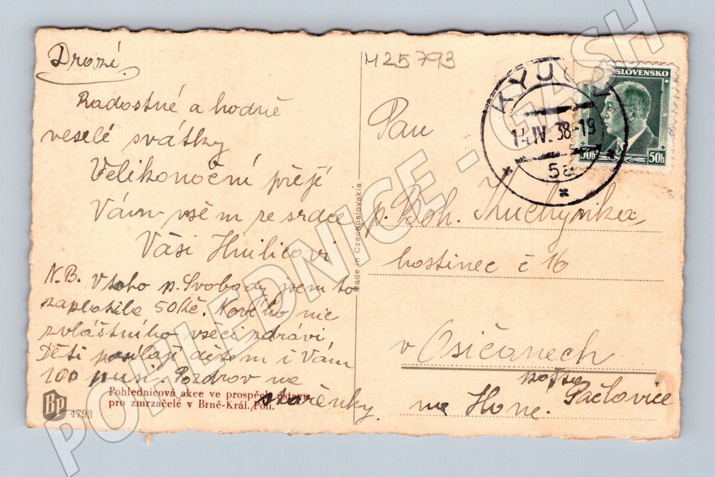 Pohlednice Slovensko zimní krajina 1938 (M25793)