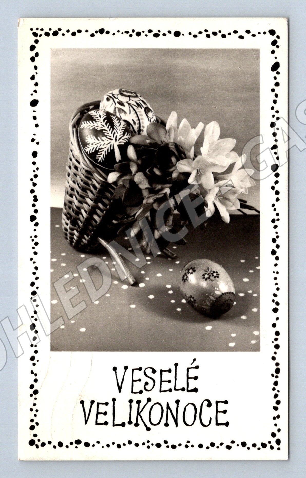 Pohlednice Velikonoce vejce a košík 1974 (M25799)