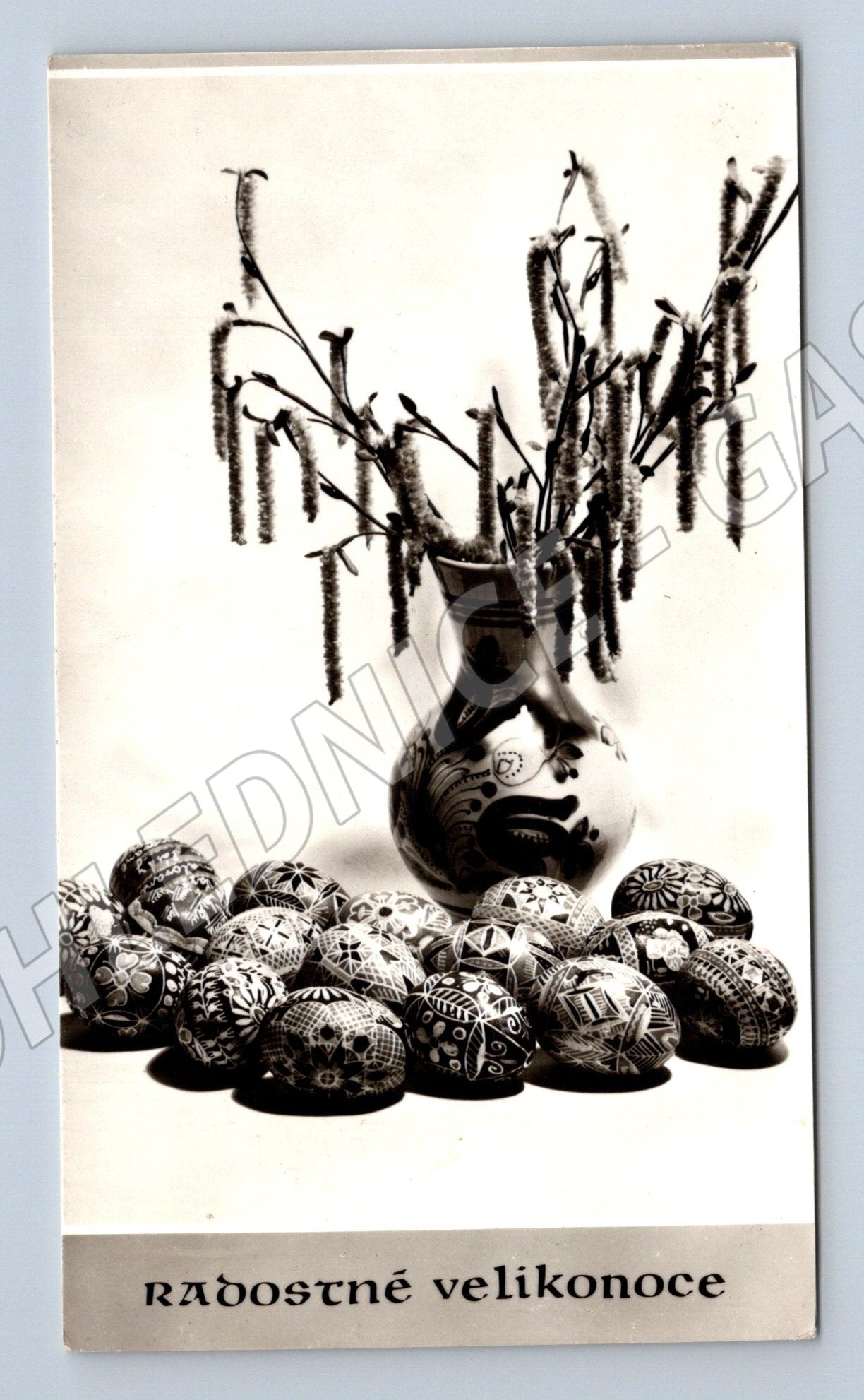 Pohlednice Velikonoční vajíčka a kočičky 1963 (M25805)