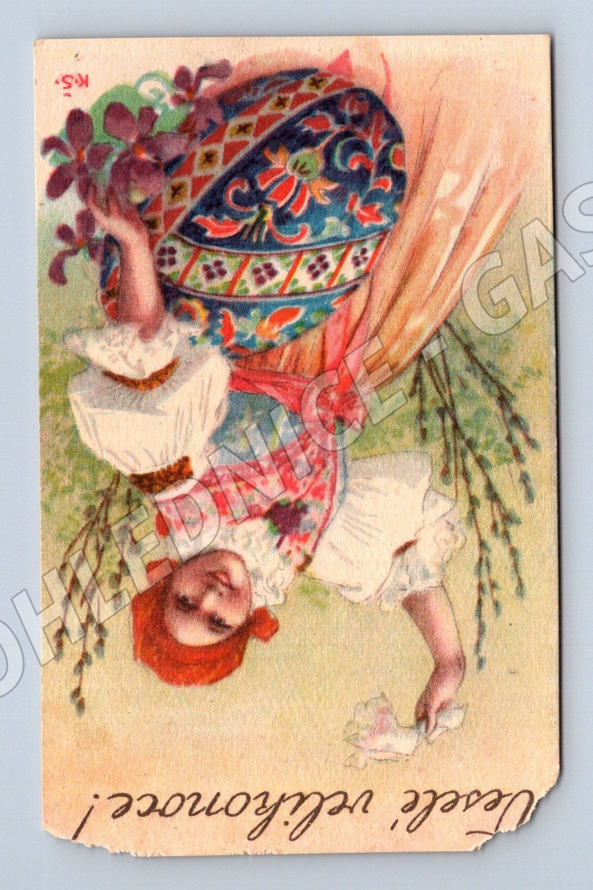Pohlednice Velikonoční motiv žena v kroji (M25836)