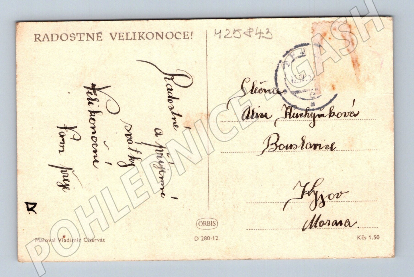 Pohlednice žena na traktoru Zetor 25 Velikonoce 1954 (M25843)