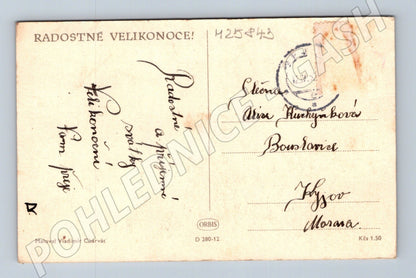 Pohlednice žena na traktoru Zetor 25 Velikonoce 1954 (M25843)