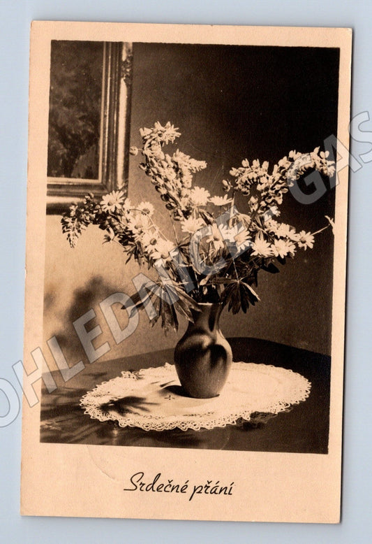 Pohlednice Srdečné přání, květiny 1939 (M25871)