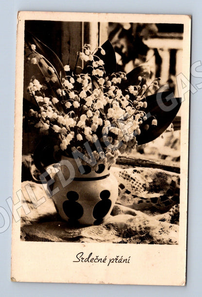 Pohlednice Kytice konvalinek Srdečné přání 1958 (M25876)